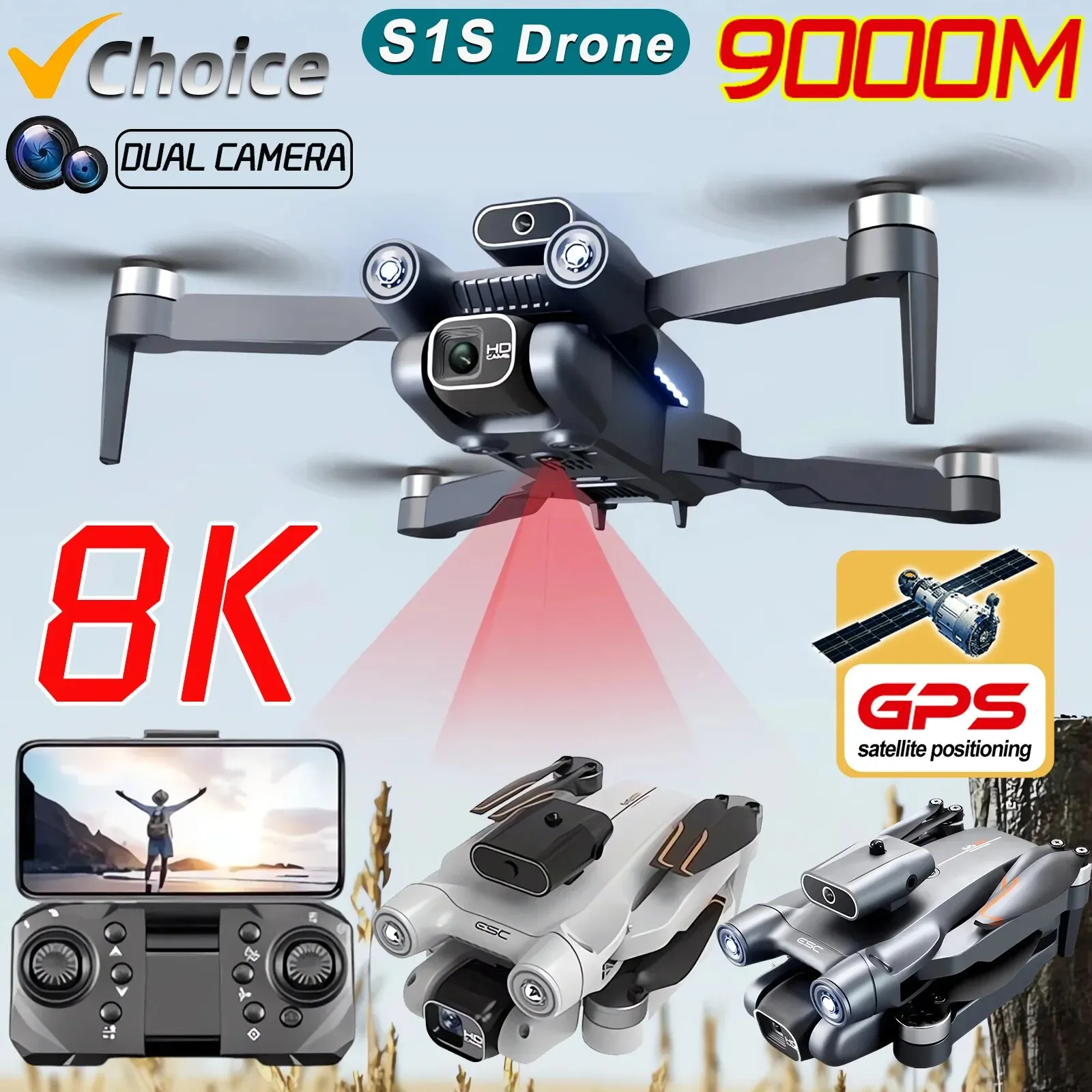 New S1S 5G GPS Drone Camera 8K - đánh giá và giá Drone Gimbal Brushless